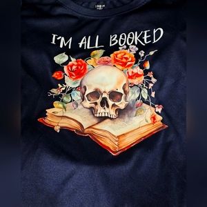Shein skull book ladies shirt navy 1xl